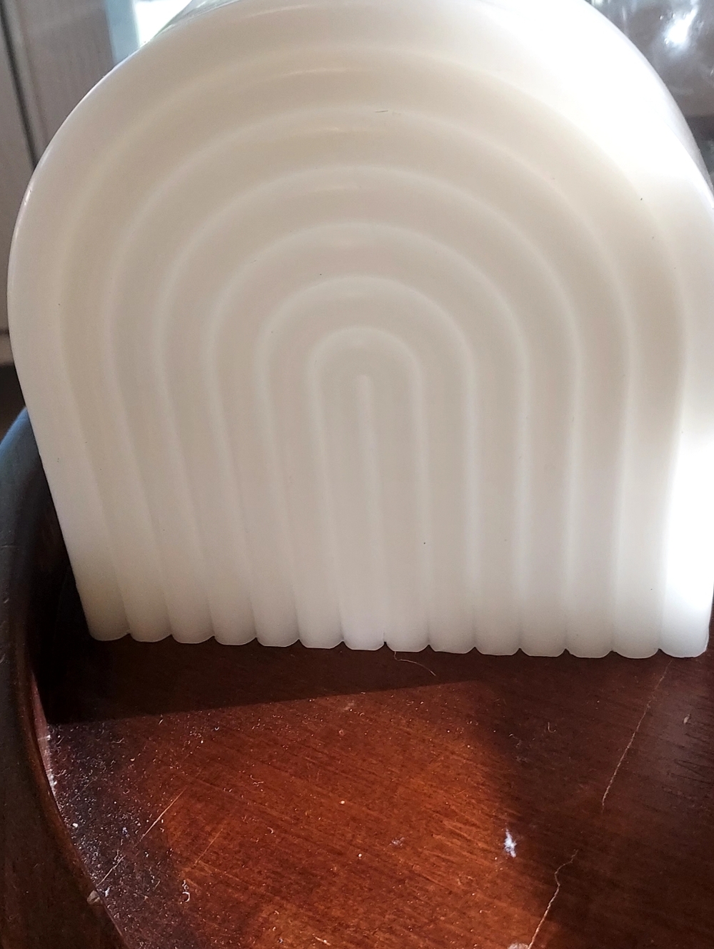 White Arched Decorative Ribbed Battery Operated Candle Modern Pretty
